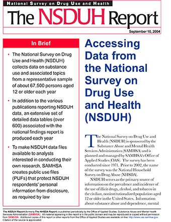 Accessing Data From the National Survey on Drug Use and Health (NSDUH)