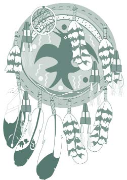Clip art of a Native American dreamcatcher.