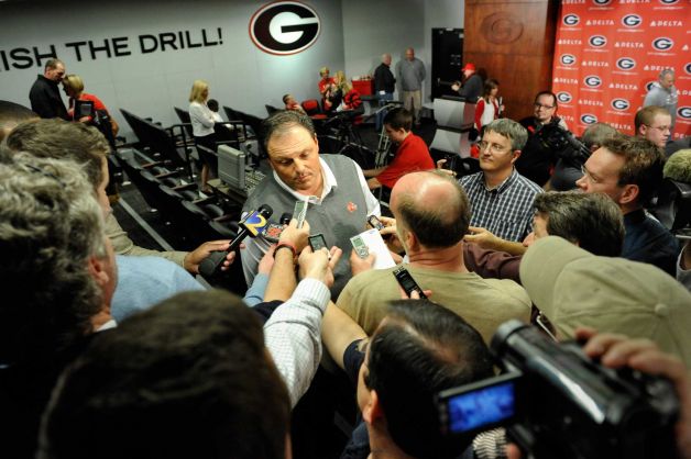 Georgia defensive coordinator Todd Grantham speaks with the media during a national signing day news conference in Athens, Ga., Wednesday, Feb. 6, 2013. (AP Photo/The Athens Banner-Herald, AJ Reynolds)   MAGS OUT; MANDATORY CREDIT Photo: AJ Reynolds, Associated Press / OnlineAthens & The Athens Banner