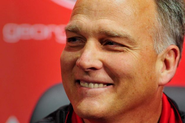 Georgia head coach Mark Richt smiles during a national signing day news conference in Athens, Ga., Wednesday, Feb. 6, 2013. (AP Photo/The Athens Banner-Herald, AJ Reynolds)   MAGS OUT; MANDATORY CREDIT Photo: AJ Reynolds, Associated Press / OnlineAthens & The Athens Banner