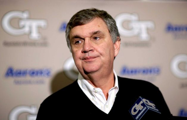 Georgia Tech head football coach Paul Johnson talks about the team's new recruits during a national signing day news conference, Wednesday, Feb. 6, 2013, in Atlanta. Georgia Tech didn't have room to sign a big class, so Johnson says he focused on filling needs with his class of 14 signees. The class is highlighted by running back Travis Custis of Lovejoy High School and offensive linemen Shamire DeVine of Atlanta's Tri-Cities High School and Chris Griffin of Panacea, Fla. The class is not highly rated, but Johnson says many of his all-Atlantic Coast Conference players were not highly rated by recruiting experts. (AP Photo/David Goldman) Photo: David Goldman, Associated Press / AP