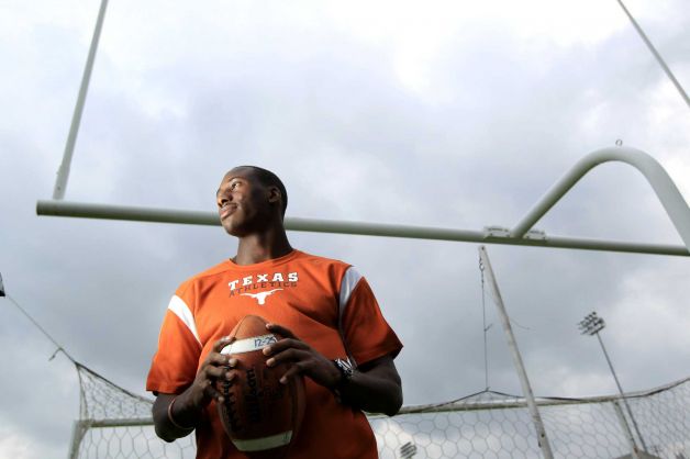 Cypress Falls wide receiver Jacorey Warrick who has committed to Texas is photographed Tuesday, Jan. 29, 2013, in Houston. Warrick missed most of the season due to injury but is expected to contribute in Austin. Photo: Karen Warren, Houston Chronicle / © 2013 Houston Chronicle