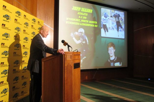 North Dakota State head football coach Craig Bohl talks about 21 high school players who signed national letters of intent to attend the school during national signing day,  Wednesday, Feb. 6, 2013. The Bison have won back-to-back Football Championship Subdivision titles. (AP Photo/Dave Kolpack) Photo: Dave Kolpack, Associated Press / AP