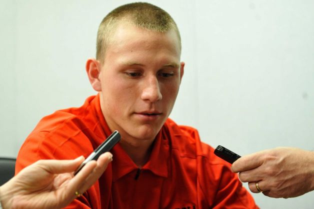 Georiga quarterback early enrollee Brice Ramsey takes questions during a national signing day press conference in Athens, Ga., Wednesday, Fab. 6, 2013. (AP Photo/The Athens Banner-Herald, AJ Reynolds) Photo: AJ Reynolds, Associated Press / OnlineAthens & The Athens Banner