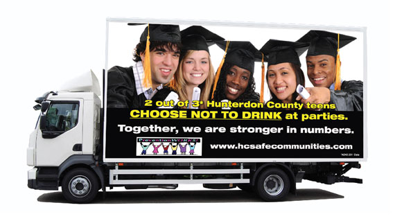 Photo of a Safe Communities Coalition travelling advertisement