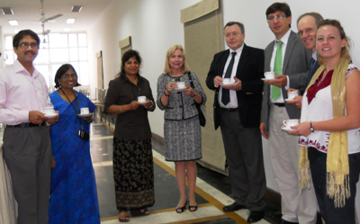 CDC Influenza Division team members at All India Institute of Medical Sciences in New Delhi, India for discussion on influenza vaccine studies in August 2011