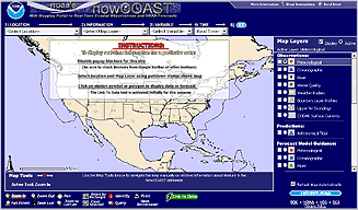 NOAA's NOWCOAST -  a web mapping portal providing spatially-referenced links to thousands of real-time coastal observations and NOAA forecasts of interest to the marine community.