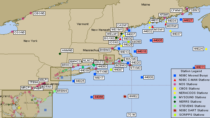 Latest Observations from The National Data Buoy Center