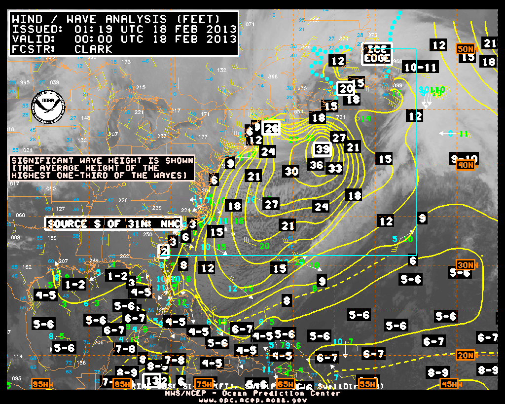 Latest Surface Wind/Wave Analysis from OPC