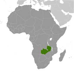 Map of Africa highlighting Zambia