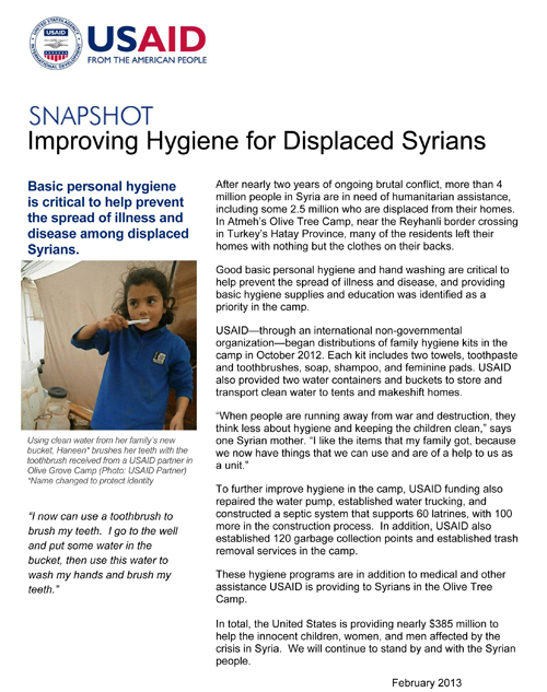Snapshot - Improving Hygiene for Displaced Syrians