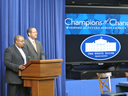 Michael Strautmanis and Joshua DuBois introduced The Fatherhood Champions of Change event on June 13, 2012 at the White House in Washington, D.C. The Champions of Change program was created as a part of President Obama's Winning the Future initiative to recognize individuals who make extraordinary efforts in their communities.