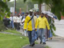 Volunteers walk to new site of the Marvin Gaye Community Greening Center at 50th Street and Nannie Helen Burroughs Ave. N.E.