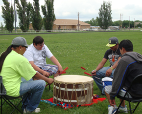 Youth Drum Circle play traditional Lakota songs