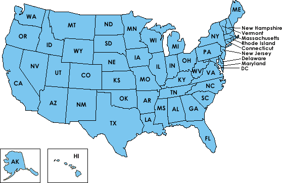 mapa de los Estados Unidos