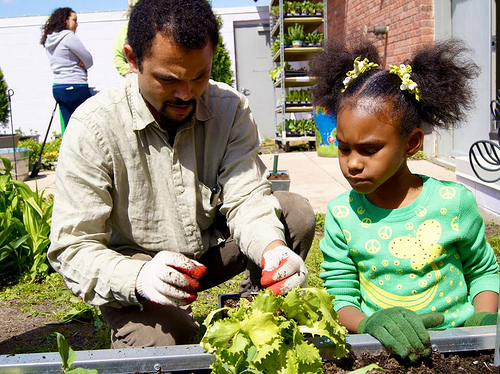 Lessons at St. Philip’s Academy in Newark, NJ put an emphasis on fresh, healthy foods like those grown in their garden.