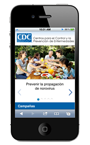 Teléfono móvil con la página móvil de los CDC en Español