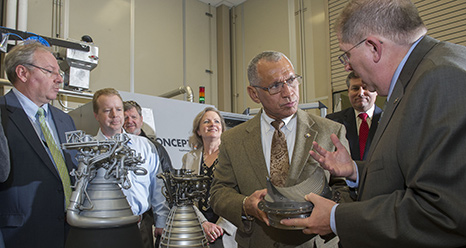 Administrator Charles Bolden tours the NASA National Center for Advanced Manufacturing at the Marshall Space Flight Center on Feb. 22, 2013. Credit: NASA