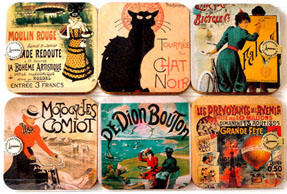 Vintage French Poster Coaster Set