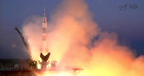 The Soyuz TMA-07M spacecraft launches