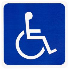 Fotografía del símbolo azul de silla de ruedas 
