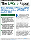 Characteristics of Primary Alcohol Admissions by Age of First Use of Alcohol: 2002
