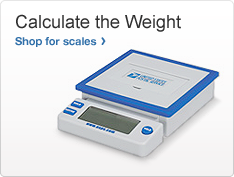 Calculate the Weight. Shop for scales. Image of USPS branded post scale.