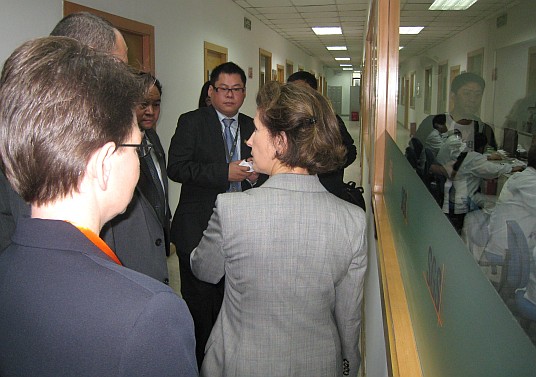 Chairman Tenenbaum and CPSC staff tour a commercial testing facility in Shanghai, China, on Monday. 