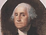 Color halftone print of the George Washington portrait by Gilbert Stuart, from Prints and Photographs Division, Library of Congress. c1929.