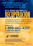 Comunicación con los latinos (tarjeta para la cartera): Promoción de la línea telefónica directa para buscar tratamiento
