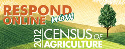 Graphic icon that reads: Respond Online now 2012 Census of Agriculture