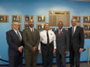 From Left: Director of the Office of Community Oriented Policing (COPS) Bernard Melekian, U.S. Attorney for the Southern District of Ohio Carter M. Stewart, Cincinnati Chief of Police James E. Craig, Cincinnati Mayor Mark Mallory, and Attorney General Eric Holder.