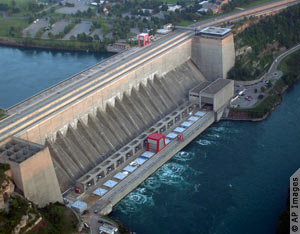Aerial view of large dam (AP Images)