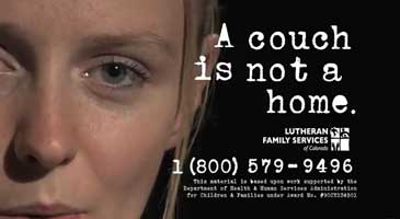 Screen shot of Lutheran Family Services PSA.