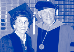 Lorraine H. Marchi honored with the degree, Doctor of Humane Letters, pictured with president of SUNY of College of Optometry, Dr. Alden Haffner.