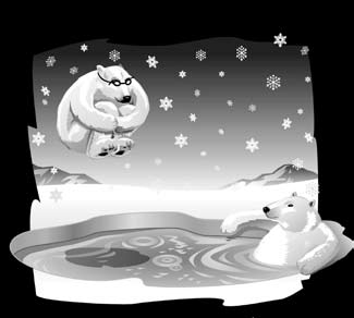 Clip art of polar bears swimming.