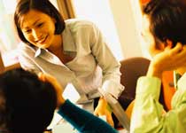 Classroom with a teacher and students