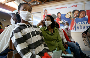 TB patients waiting in a hospital in Khayelitsha, Cape Town