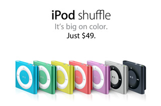 iPod shuffle. It's big on color. Just $49.