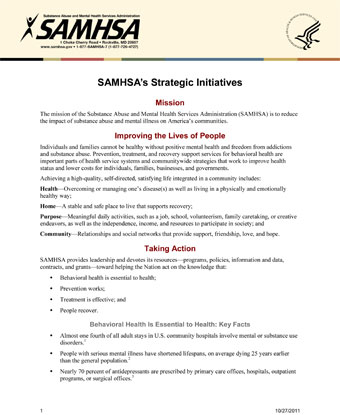 SAMHSA Strategic Initiatives Fact Sheet