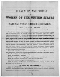 Declaration by the National Woman Suffrage Association. July 4th, 1876
