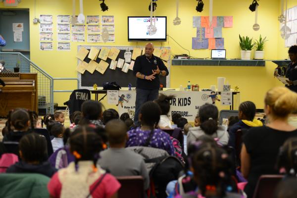 Bronx, N.Y., Jan. 11, 2013 -- Students in the Bronx, New York, take part in learning about natural disasters and preparedness during a FEMA For Kids presentation at MARC Academy and Family Center. FEMA plays a vital role supporting State, Tribal and local governments as they respond to the impacts of Hurricane Sandy.