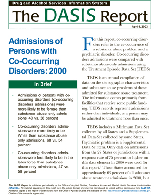 Admissions of Persons with Co-Occurring Disorders: 2000
