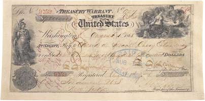 Treasuy warrant for purchase of Alaska front