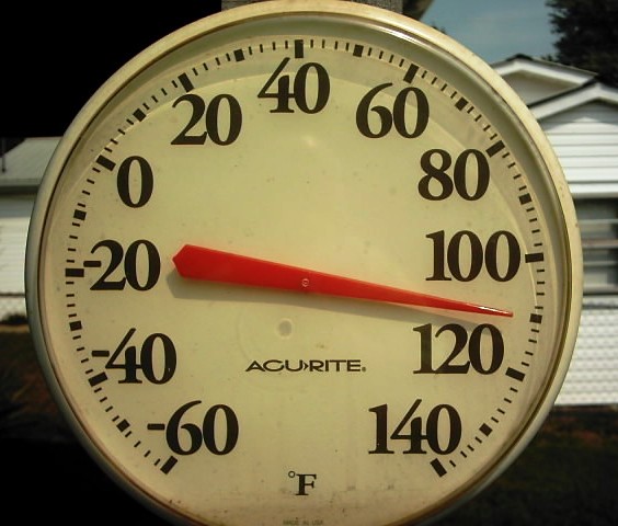 Thermometer on a hot summer day