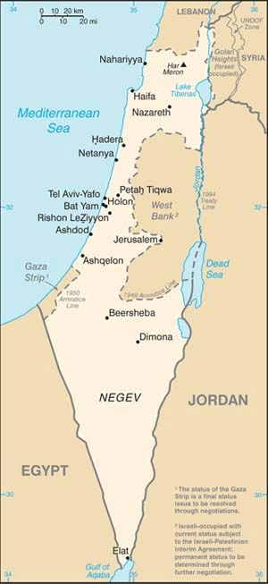 Date: 02/23/2012 Description: Map of Israel. © CIA World Factbook