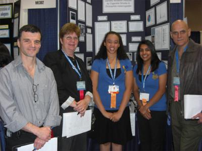 Jada Nicole Dalley and Sehar Anjum Salman with NIDA science fair judges