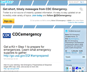 Image of CDCemergency Twitter page