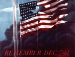 'Remember Dec. 7th!' poster designed by Allen Sandburg, issued by the Office of War Information, Washington, D.C., in 1942, in remembrance of the Japanese Attack on Pearl Harbor on 7 December 1941.