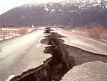 Alaska 1964: Surface rupture develops on road.